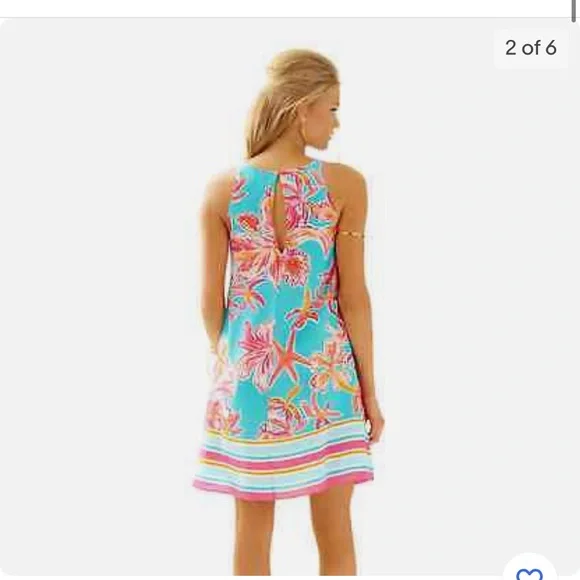 Lilly Pulitzer Sea Blue Swing Trapeze Dress Sz S - Picture 9 of 11